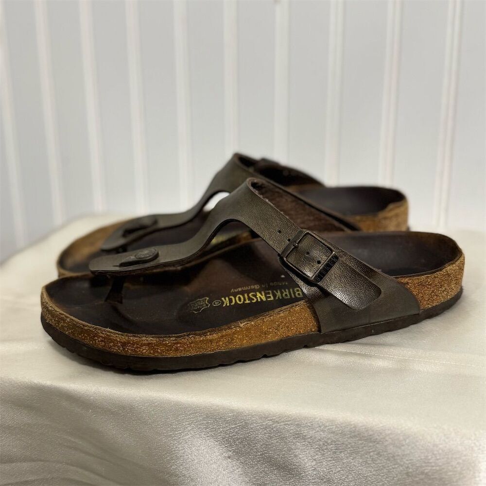 Birkenstock Arizona Soft Footbed Leather Sandals Brown Sz 40 / 9 Comfort Slide